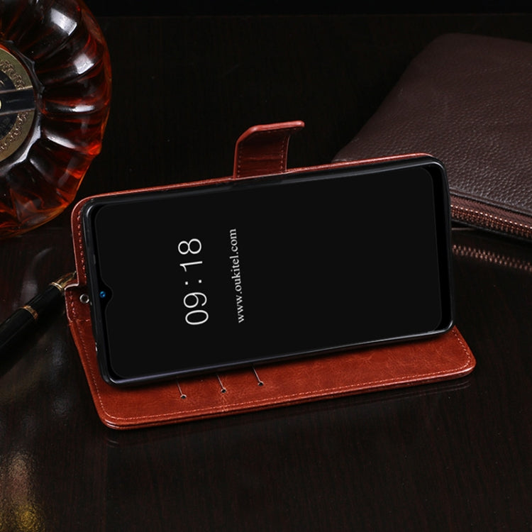 For Oukitel C25 idewei Crazy Horse Texture Leather Phone Case with Holder & Card Slots & Wallet(Rose Red)