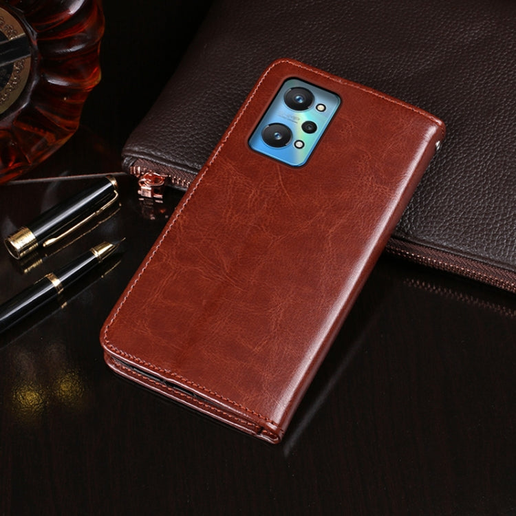 Pour OPPO Realme GT Neo2 Étui de téléphone en cuir idewei texture Crazy Horse avec support et fentes pour cartes et portefeuille (noir)
