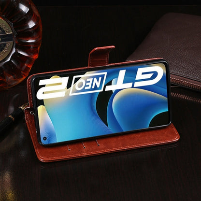 For OPPO Realme GT Neo2 idewei Crazy Horse Texture Leather Phone Case with Holder & Card Slots & Wallet(Dark Blue)