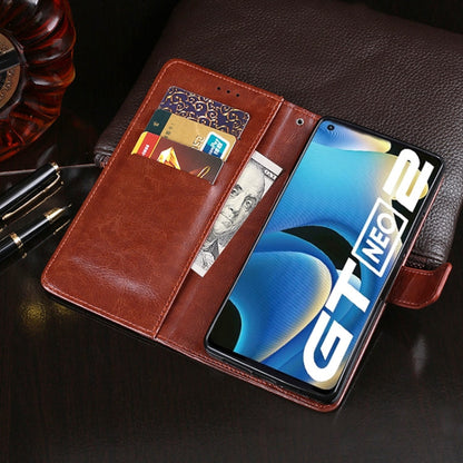 For OPPO Realme GT Neo2 idewei Crazy Horse Texture Leather Phone Case with Holder & Card Slots & Wallet(Rose Red)