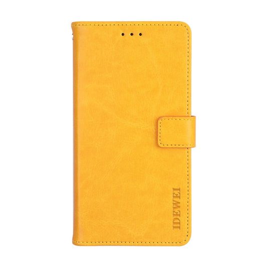 For vivo Y33s idewei Crazy Horse Texture Leather Phone Case with Holder & Card Slots & Wallet(Yellow)