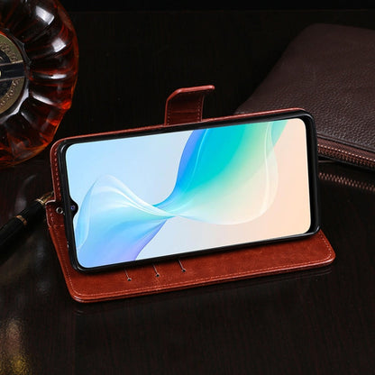 For vivo Y33s idewei Crazy Horse Texture Leather Phone Case with Holder & Card Slots & Wallet(Yellow)