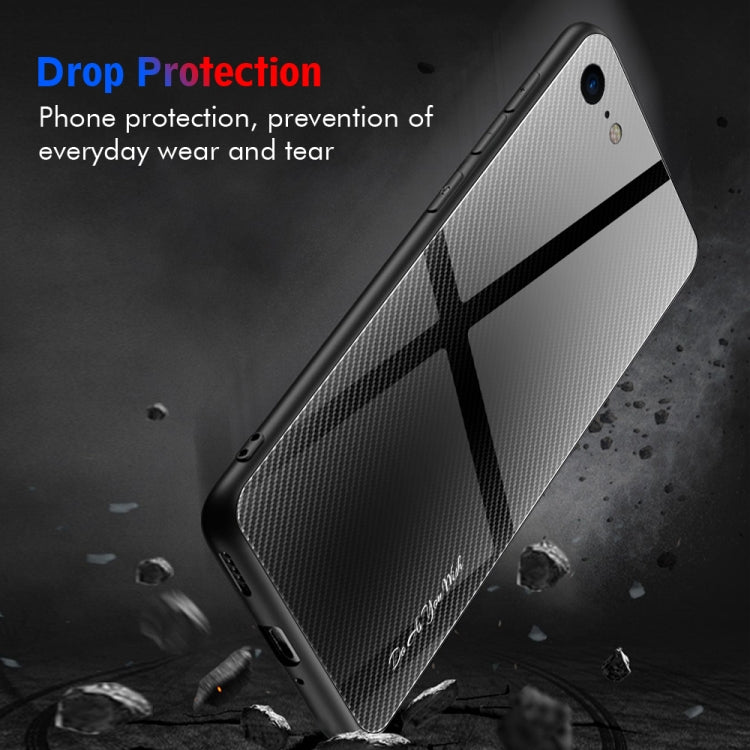For iPhone SE 2022 / SE 2020 / 8 / 7 Texture Gradient Glass Protective Case(Red)