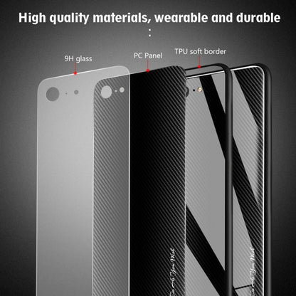 For iPhone SE 2022 / SE 2020 / 8 / 7 Texture Gradient Glass Protective Case(Rose Red)