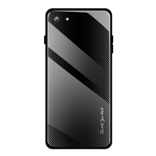 For iPhone SE 2022 / SE 2020 / 8 / 7 Texture Gradient Glass Protective Case(Black)