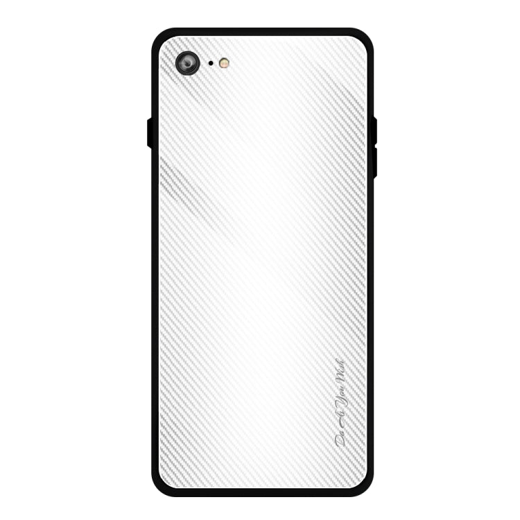 Pour iPhone SE 2022 / SE 2020 / 8 / 7 Étui de protection en verre à dégradé de texture (blanc)