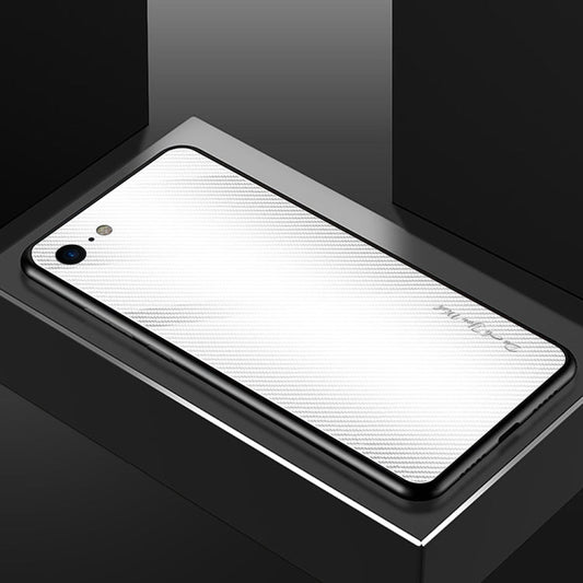 For iPhone SE 2022 / SE 2020 / 8 / 7 Texture Gradient Glass Protective Case(White)