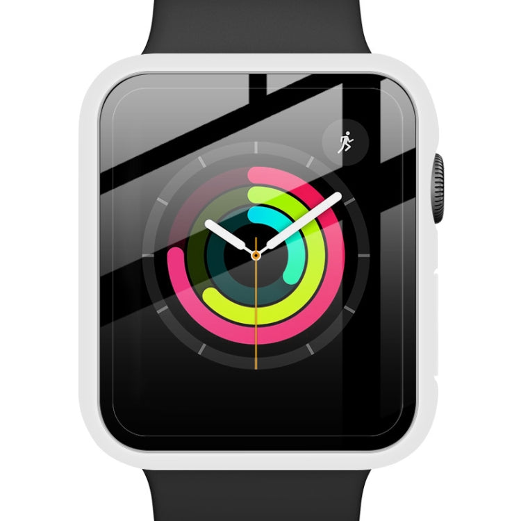 Coque de protection antichoc en PC IMAK avec film de verre trempé pour Apple Watch Series 3 & 2 & 1 42 mm (blanc)
