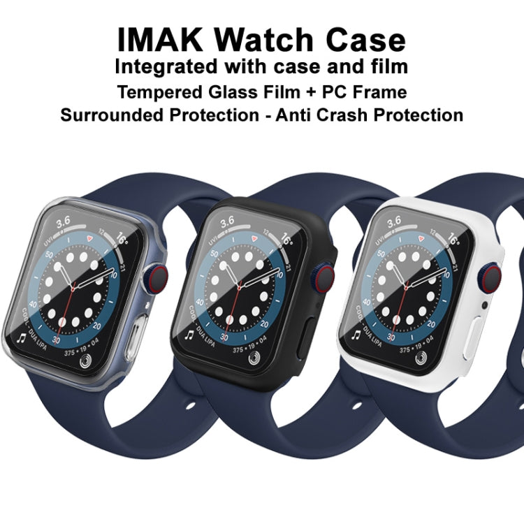 IMAK Shockproof PC Protective Case with Tempered Glass Film For Apple Watch Series 6 & SE & 5 & 4 40mm(White)