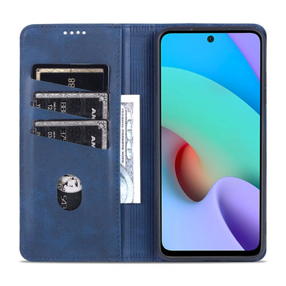 For Xiaomi Redmi Note 11 Pro / Note 11 Pro+ AZNS Magnetic Calf Texture Horizontal Flip Leather Phone Case(Dark Blue)