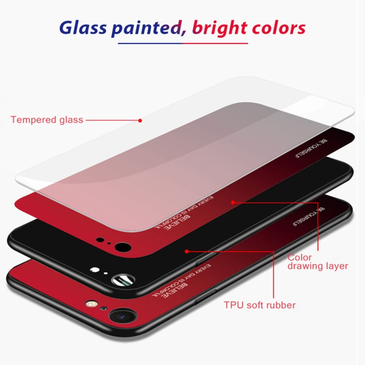 For iPhone SE 2022 / SE 2020 / 8 / 7 Gradient Color Glass Case(Yellow)