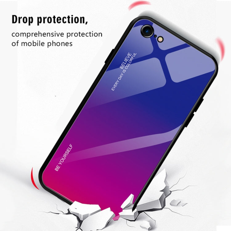 For iPhone SE 2022 / SE 2020 / 8 / 7 Gradient Color Glass Case(Yellow)