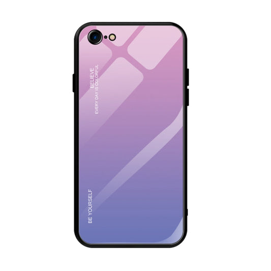 For iPhone SE 2022 / SE 2020 / 8 / 7 Gradient Color Glass Case(Light Purple)