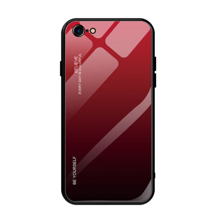 For iPhone SE 2022 / SE 2020 / 8 / 7 Gradient Color Glass Case(Red)