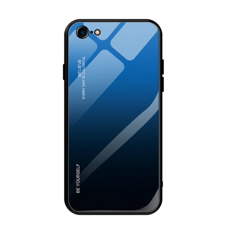 For iPhone SE 2022 / SE 2020 / 8 / 7 Gradient Color Glass Case(Blue)