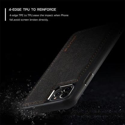 For iPhone 11 Pro WHATIF Kraft Paper TPU + PC Full Coverage Protective Case(Black)