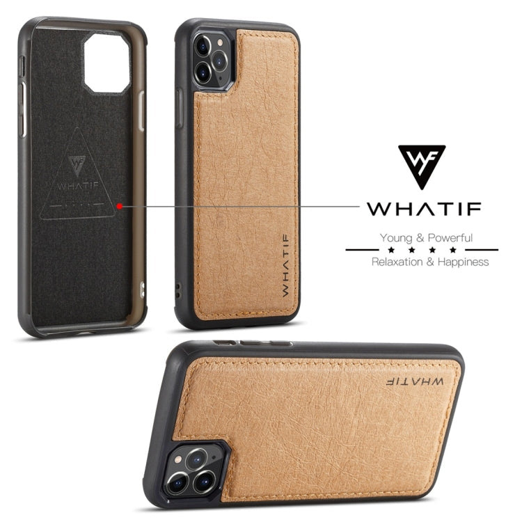 Pour iPhone 11 Pro Max Étui de protection complet WHATIF en papier kraft TPU + PC (marron)