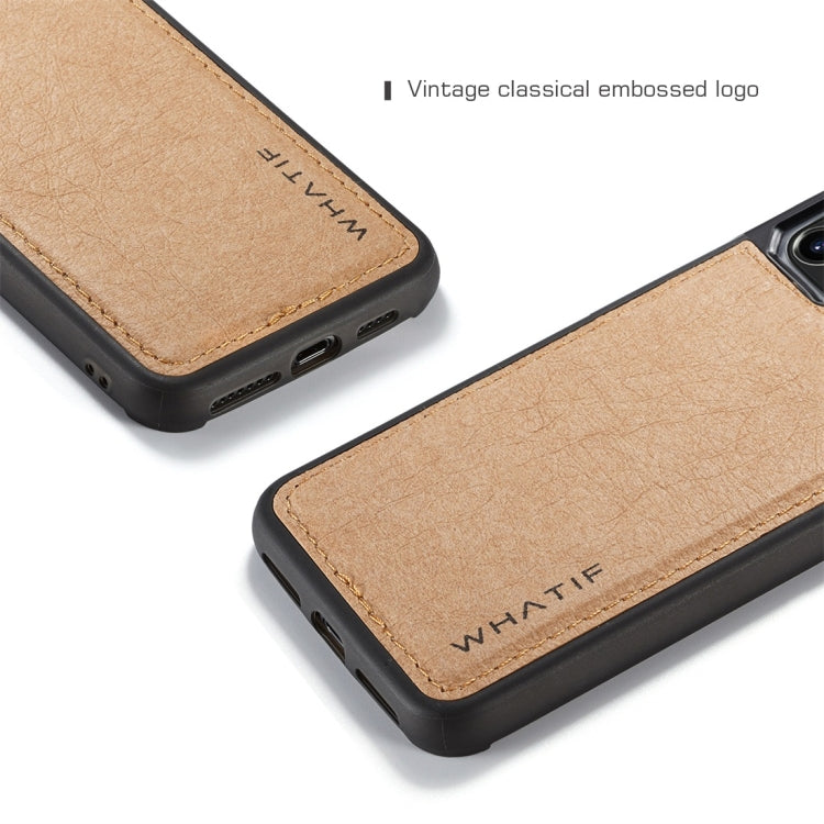 Pour iPhone 11 Pro Max Étui de protection complet WHATIF en papier kraft TPU + PC (marron)