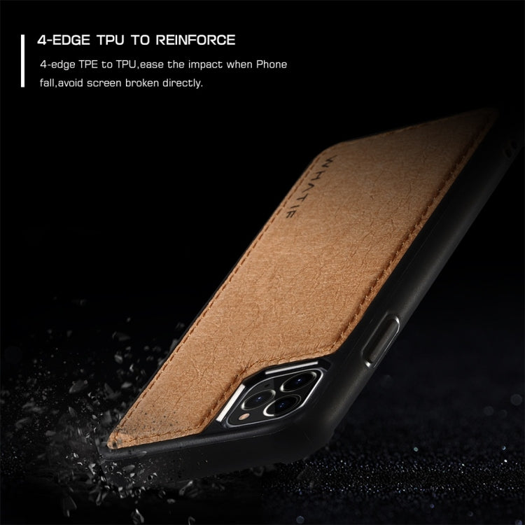 Pour iPhone 11 Pro Max Étui de protection complet WHATIF en papier kraft TPU + PC (marron)