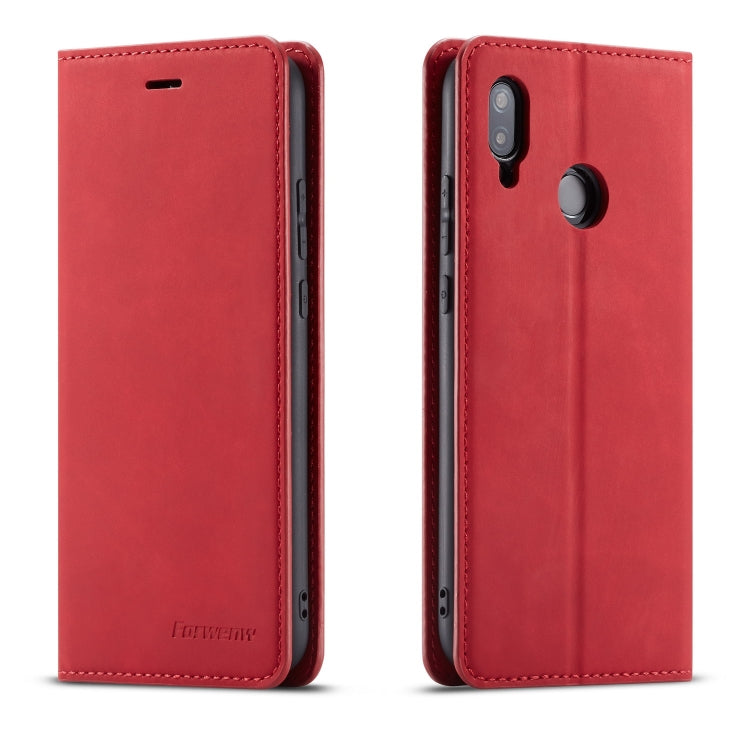 For Huawei P20 Lite Forwenw Dream Series Oil Edge Strong Magnetism Horizontal Flip Leather Case with Holder & Card Slots & Wallet & Photo Frame(Red)