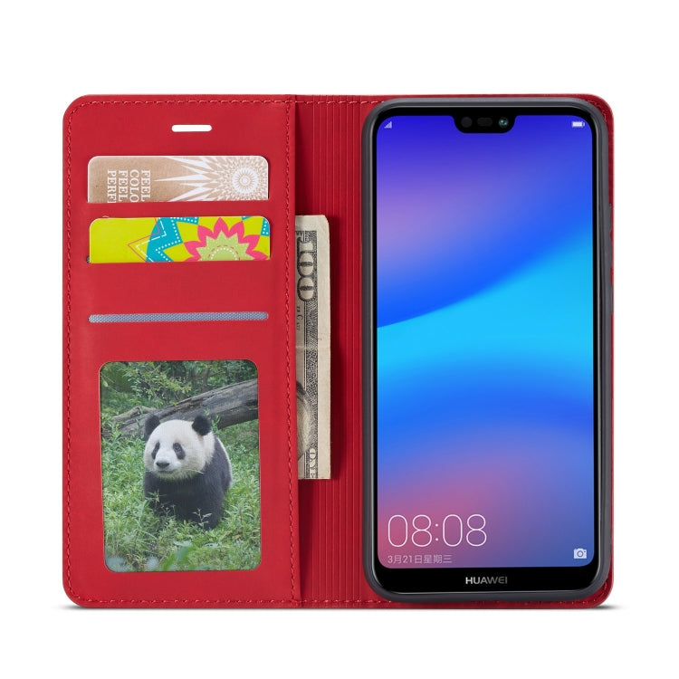 For Huawei P20 Lite Forwenw Dream Series Oil Edge Strong Magnetism Horizontal Flip Leather Case with Holder & Card Slots & Wallet & Photo Frame(Red)