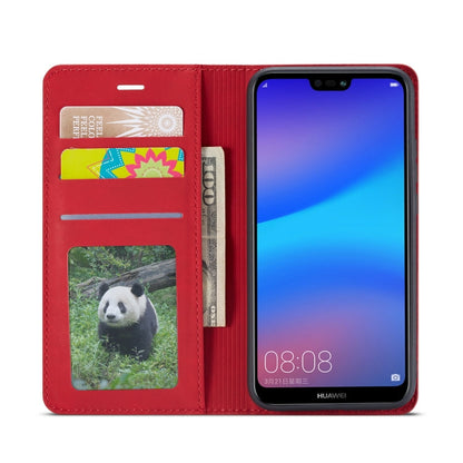For Huawei P20 Lite Forwenw Dream Series Oil Edge Strong Magnetism Horizontal Flip Leather Case with Holder & Card Slots & Wallet & Photo Frame(Red)