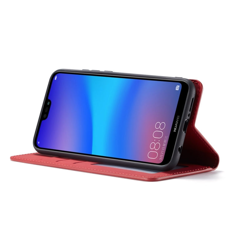 For Huawei P20 Lite Forwenw Dream Series Oil Edge Strong Magnetism Horizontal Flip Leather Case with Holder & Card Slots & Wallet & Photo Frame(Red)