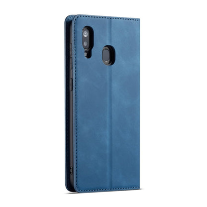 For Galaxy A20 Forwenw Dream Series Oil Edge Strong Magnetism Horizontal Flip Leather Case with Holder & Card Slots & Wallet & Photo Frame(Blue)