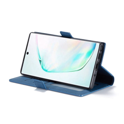 Pour Galaxy Note10 Étui en cuir à rabat horizontal Forwenw Dream Series Oil Edge avec aimant puissant, support, fentes pour cartes, portefeuille et cadre photo (Bleu)
