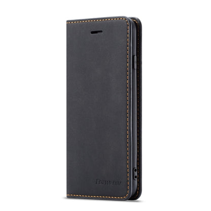Pour iPhone SE 2022 / SE 2020 / 8 / 7 Coque en cuir à rabat horizontal Forwenw Dream Series à bord huilé, magnétisme puissant, avec support et fentes pour cartes et portefeuille et cadre photo (Noir)