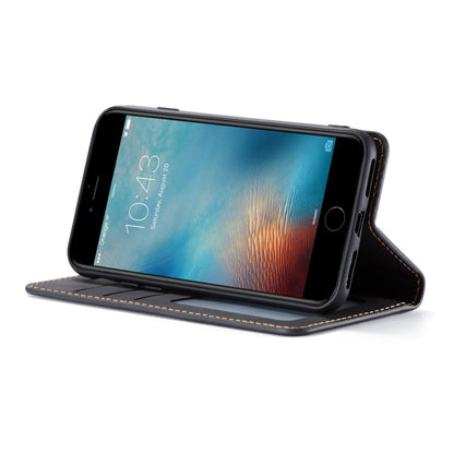 Pour iPhone SE 2022 / SE 2020 / 8 / 7 Coque en cuir à rabat horizontal Forwenw Dream Series à bord huilé, magnétisme puissant, avec support et fentes pour cartes et portefeuille et cadre photo (Noir)
