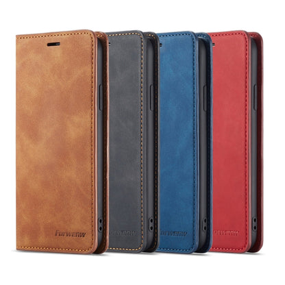 Pour iPhone SE 2022 / SE 2020 / 8 / 7 Coque en cuir à rabat horizontal Forwenw Dream Series à bord huilé, magnétisme puissant, avec support et fentes pour cartes et portefeuille et cadre photo (Noir)