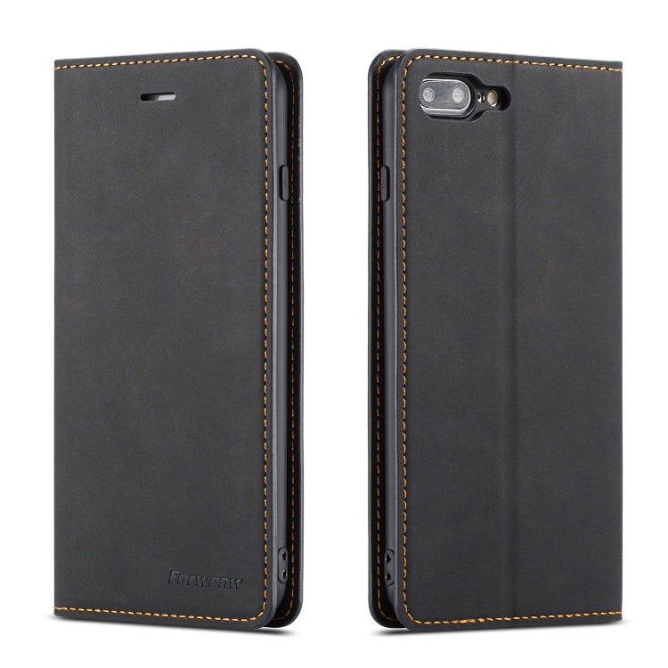 Pour iPhone 8 Plus / 7 Plus Étui en cuir Forwenw Dream Series à rabat horizontal avec aimant puissant, porte-cartes, portefeuille et cadre photo (noir)