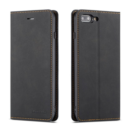 Pour iPhone 8 Plus / 7 Plus Étui en cuir Forwenw Dream Series à rabat horizontal avec aimant puissant, porte-cartes, portefeuille et cadre photo (noir)