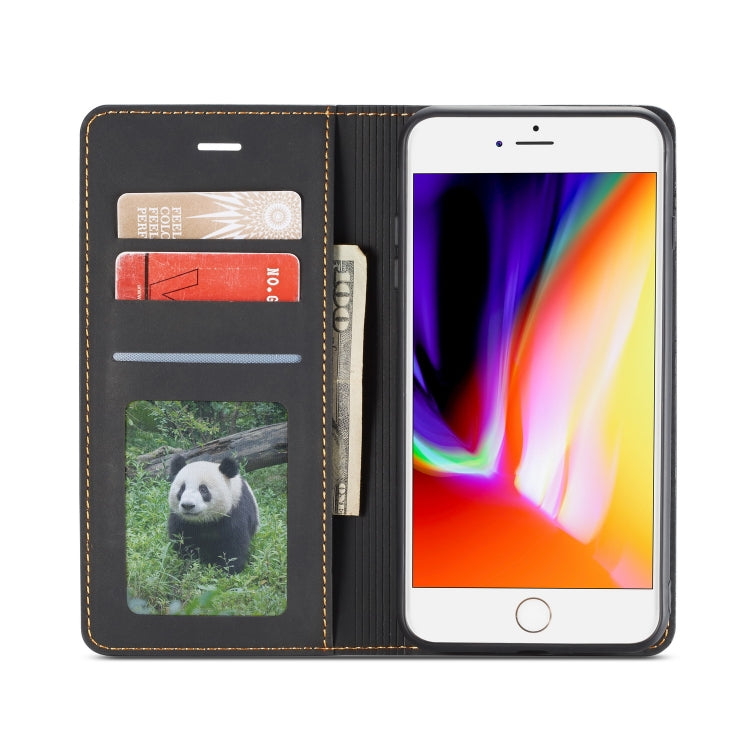 Pour iPhone 8 Plus / 7 Plus Étui en cuir Forwenw Dream Series à rabat horizontal avec aimant puissant, porte-cartes, portefeuille et cadre photo (noir)