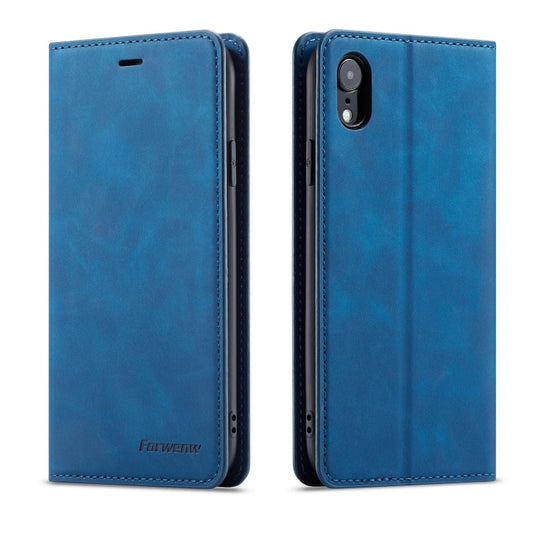 For iPhone XR Forwenw Dream Series Oil Edge Strong Magnetism Horizontal Flip Leather Case with Holder & Card Slots & Wallet & Photo Frame(Blue)