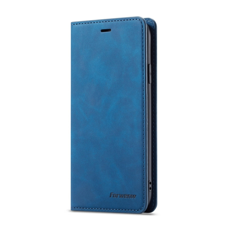 For iPhone XR Forwenw Dream Series Oil Edge Strong Magnetism Horizontal Flip Leather Case with Holder & Card Slots & Wallet & Photo Frame(Blue)