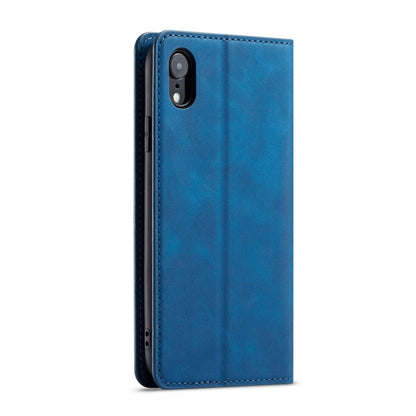 For iPhone XR Forwenw Dream Series Oil Edge Strong Magnetism Horizontal Flip Leather Case with Holder & Card Slots & Wallet & Photo Frame(Blue)