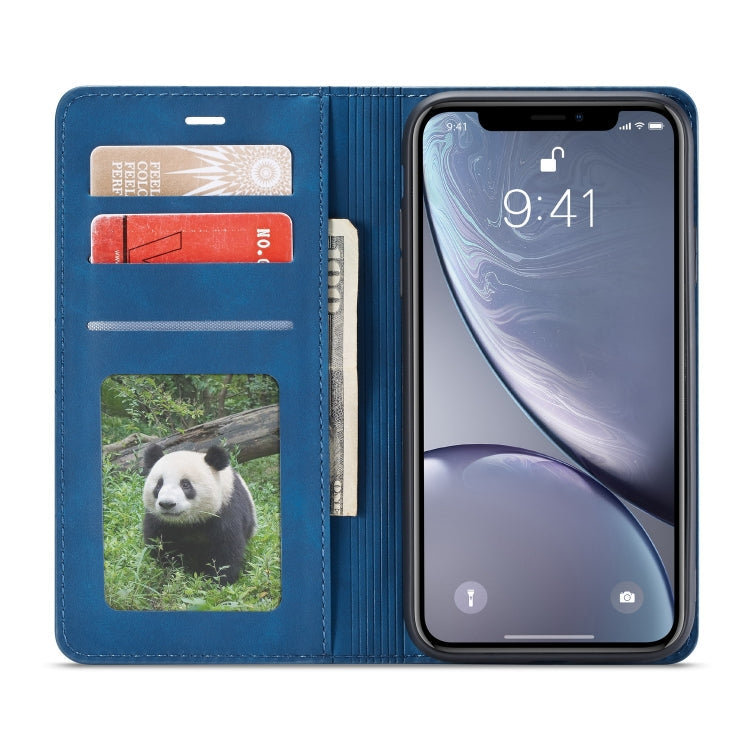 For iPhone XR Forwenw Dream Series Oil Edge Strong Magnetism Horizontal Flip Leather Case with Holder & Card Slots & Wallet & Photo Frame(Blue)