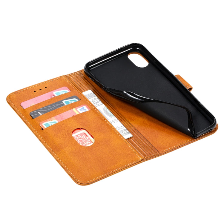 Pour iPhone X / XS Housse en Cuir à Rabat Horizontal Magnétique GUSSIM avec Support & Fentes pour Cartes & Portefeuille (Jaune)