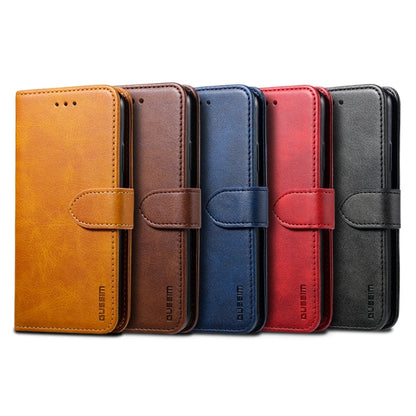Pour iPhone X / XS Housse en Cuir à Rabat Horizontal Magnétique GUSSIM avec Support & Fentes pour Cartes & Portefeuille (Jaune)