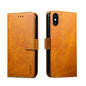 Pour iPhone X / XS Housse en Cuir à Rabat Horizontal Magnétique GUSSIM avec Support & Fentes pour Cartes & Portefeuille (Jaune)