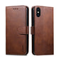 For iPhone XR GUSSIM Magnetic Horizontal Flip Leather Case with Holder & Card Slots & Wallet(Brown)