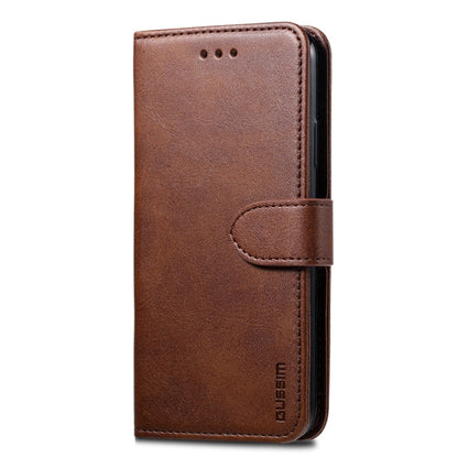 For iPhone XR GUSSIM Magnetic Horizontal Flip Leather Case with Holder & Card Slots & Wallet(Brown)