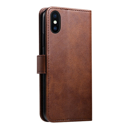 For iPhone XR GUSSIM Magnetic Horizontal Flip Leather Case with Holder & Card Slots & Wallet(Brown)