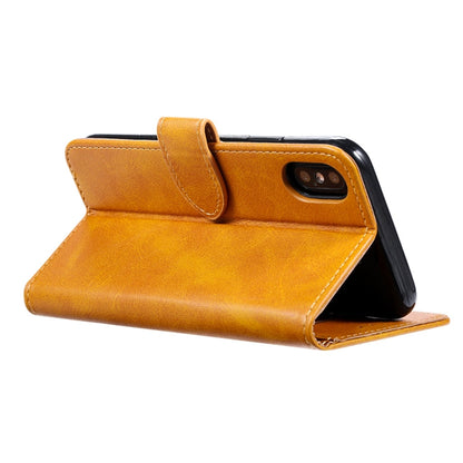 For iPhone XR GUSSIM Magnetic Horizontal Flip Leather Case with Holder & Card Slots & Wallet(Brown)