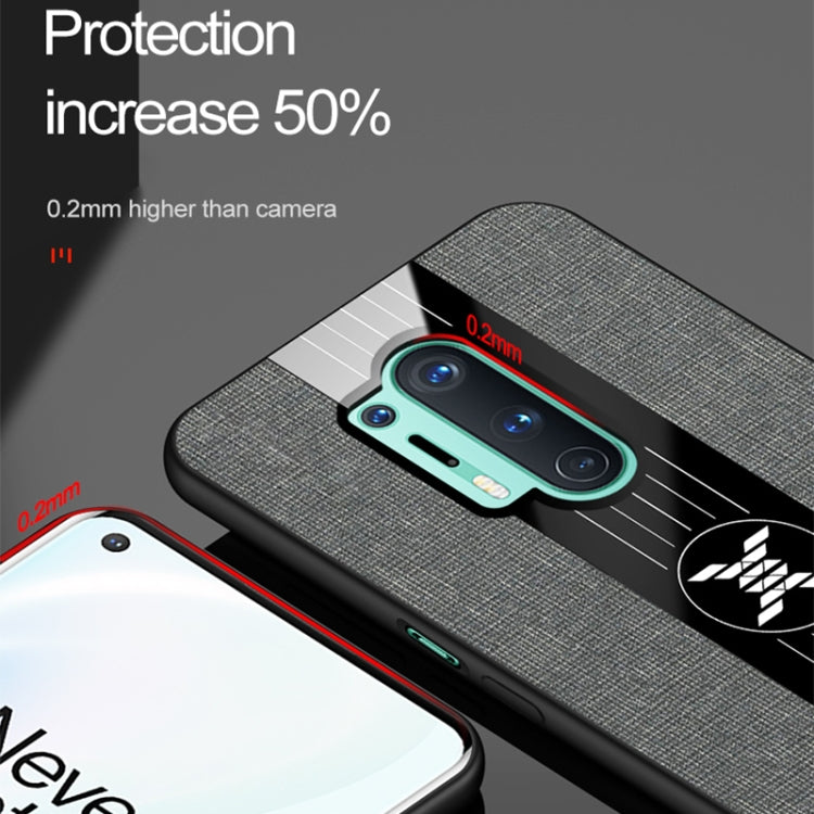Pour étui de téléphone en TPU antichoc à texture en tissu XINLI pour OnePlus 8 Pro (noir)