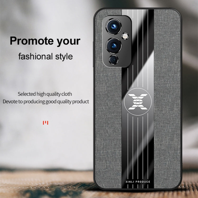 Pour étui de téléphone en TPU antichoc en tissu à couture XINLI pour OnePlus 9 (marron)