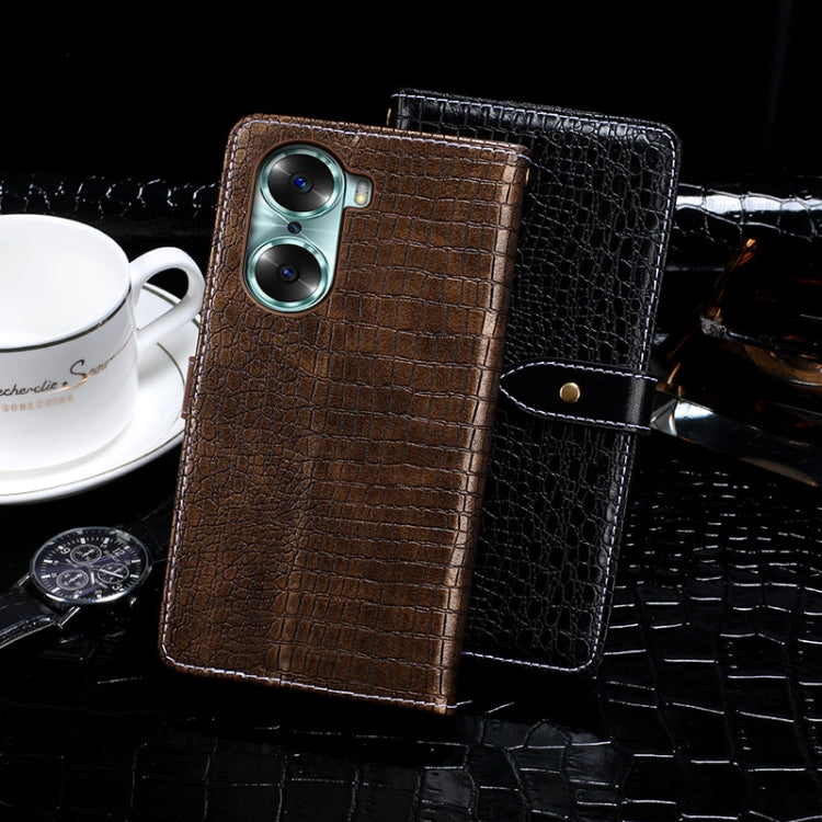 For Honor 60 idewei Crocodile Texture Leather Phone Case(Black)