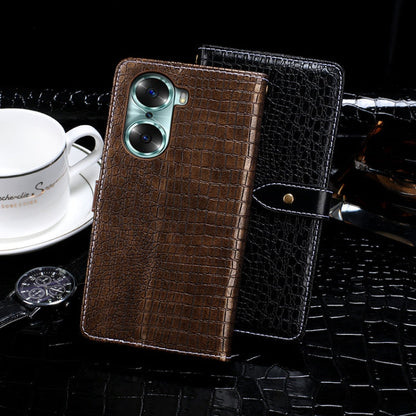 For Honor 60 idewei Crocodile Texture Leather Phone Case(Black)
